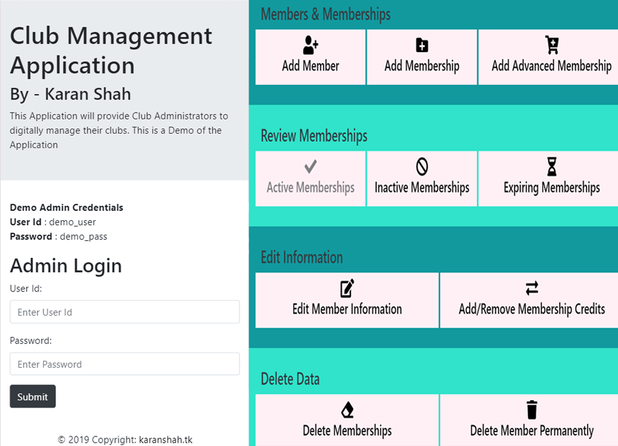 Club Management Application